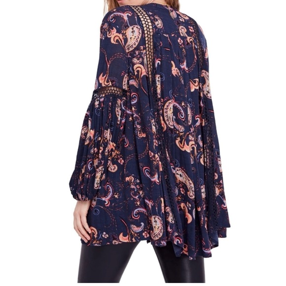 Free People blue Just The Two Of Us paisley print tunic top size small - Picture 12 of 12
